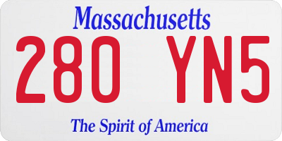 MA license plate 280YN5