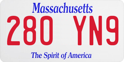 MA license plate 280YN9