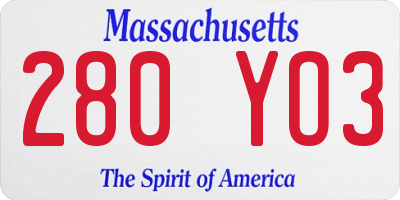 MA license plate 280YO3