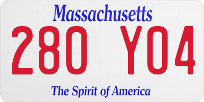 MA license plate 280YO4