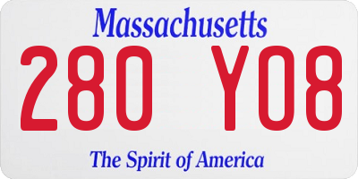 MA license plate 280YO8
