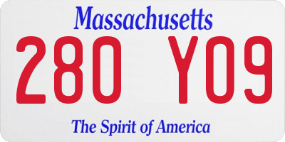 MA license plate 280YO9