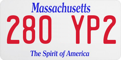 MA license plate 280YP2