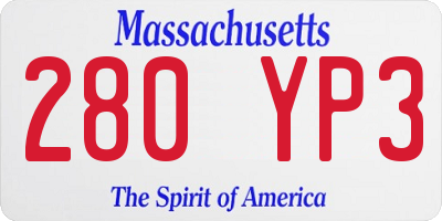 MA license plate 280YP3