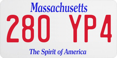 MA license plate 280YP4