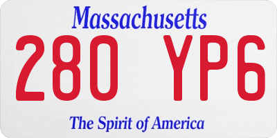MA license plate 280YP6