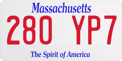 MA license plate 280YP7