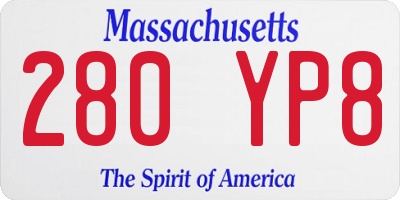 MA license plate 280YP8