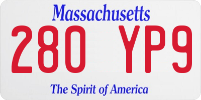 MA license plate 280YP9