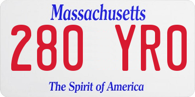MA license plate 280YR0
