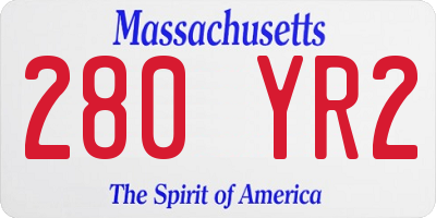 MA license plate 280YR2