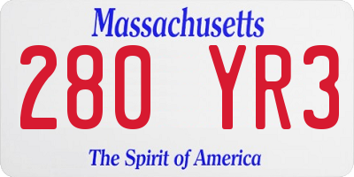 MA license plate 280YR3