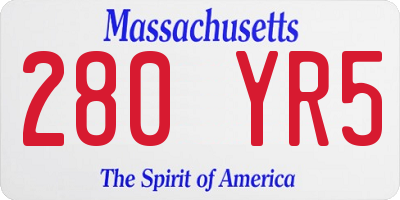 MA license plate 280YR5