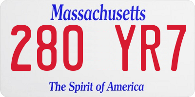 MA license plate 280YR7