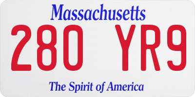 MA license plate 280YR9