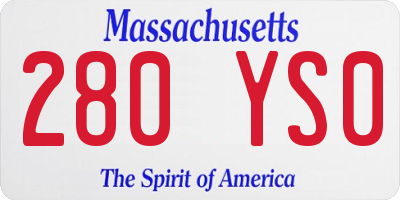 MA license plate 280YS0