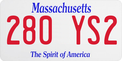 MA license plate 280YS2