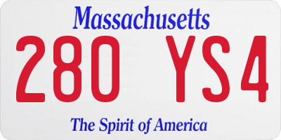 MA license plate 280YS4