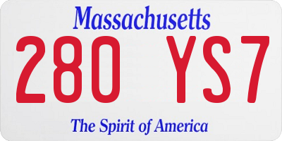 MA license plate 280YS7