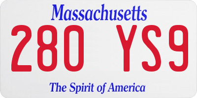 MA license plate 280YS9