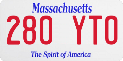 MA license plate 280YT0