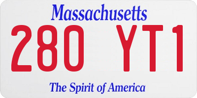 MA license plate 280YT1