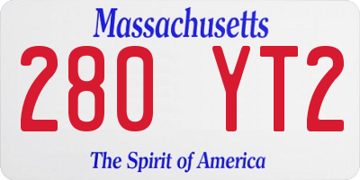 MA license plate 280YT2