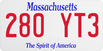 MA license plate 280YT3