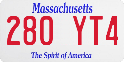 MA license plate 280YT4