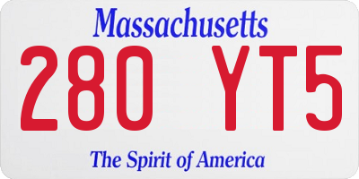 MA license plate 280YT5