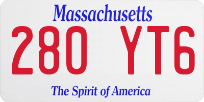MA license plate 280YT6