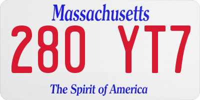 MA license plate 280YT7