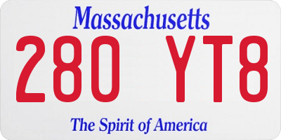 MA license plate 280YT8