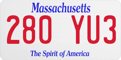 MA license plate 280YU3