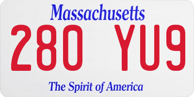 MA license plate 280YU9