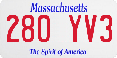 MA license plate 280YV3