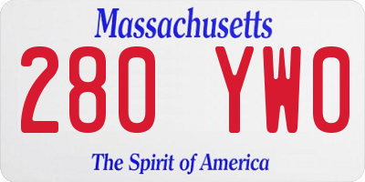 MA license plate 280YW0