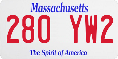 MA license plate 280YW2