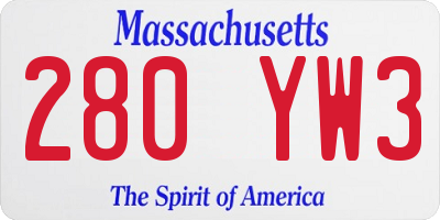 MA license plate 280YW3