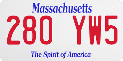 MA license plate 280YW5