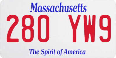 MA license plate 280YW9