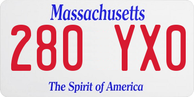MA license plate 280YX0