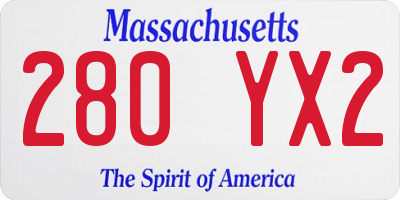 MA license plate 280YX2