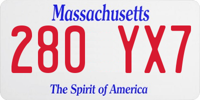 MA license plate 280YX7