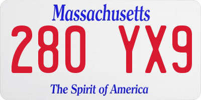 MA license plate 280YX9