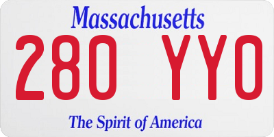 MA license plate 280YY0