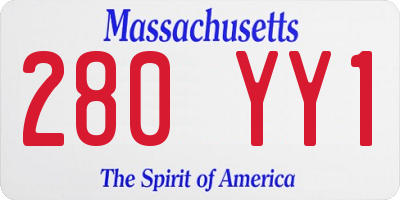 MA license plate 280YY1