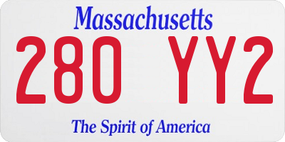 MA license plate 280YY2