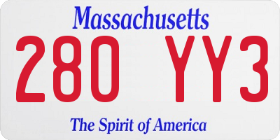 MA license plate 280YY3