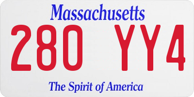 MA license plate 280YY4